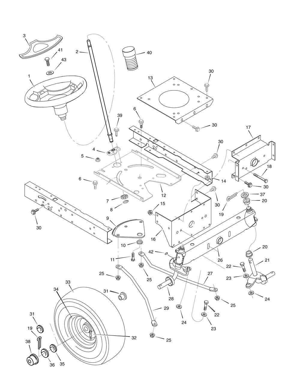 Steering Diagram and Parts List for 7800281-405628X51 2008 Briggs and Stratton Lawn Tractor